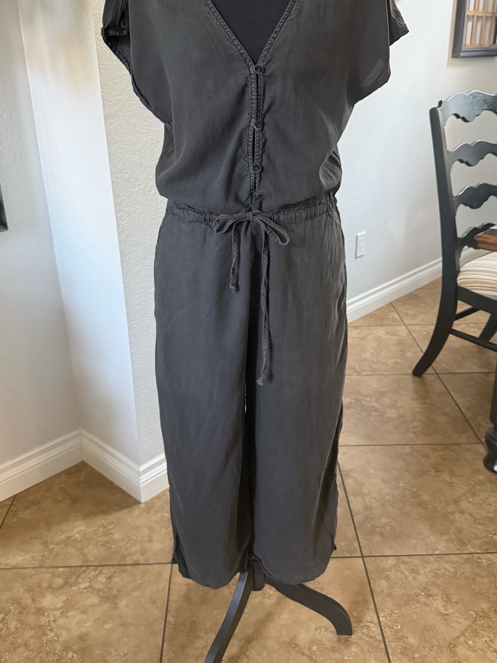 cloth & stone Charcoal Wide-Leg Button-Front Jumpsuit